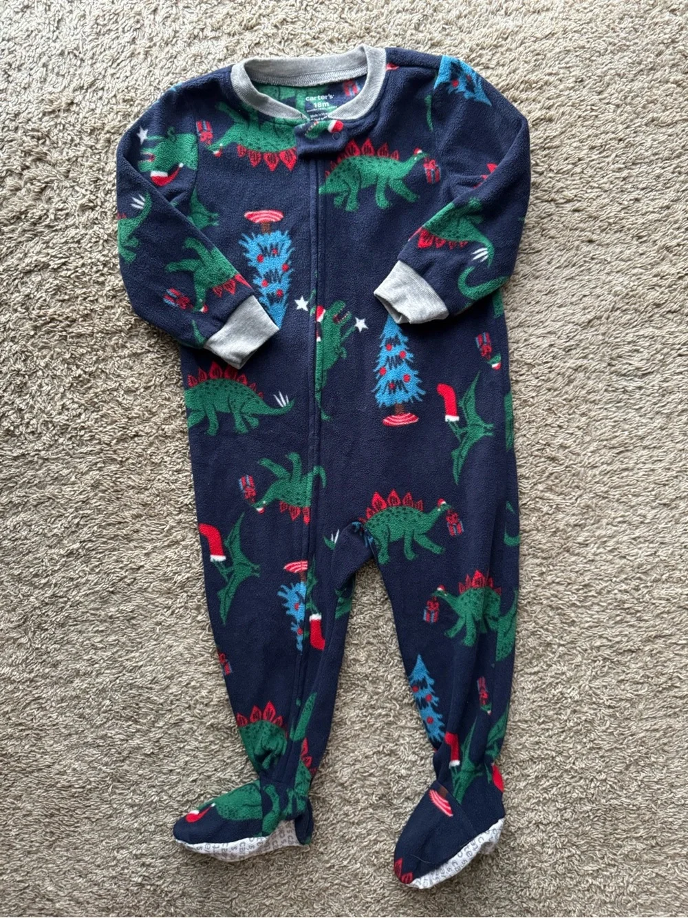 Carter’s Baby Christmas Dinosaur Pajamas 18M Fleece Footed Sleeper